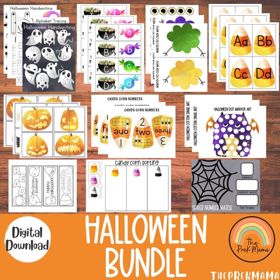 Halloween Bundle, Halloween Activities for Kids, Halloween Preschool Printable, Homeschool Printable, Montessori Printable, Kid Activity
