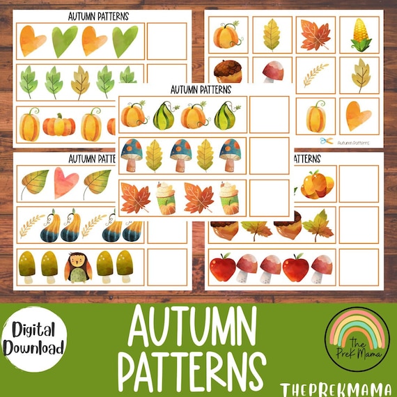 Autumn Patterns, Homeschool Resources, Montessori Materials, Homeschool Learning, Fall Activity for Kids, Preschool Printable