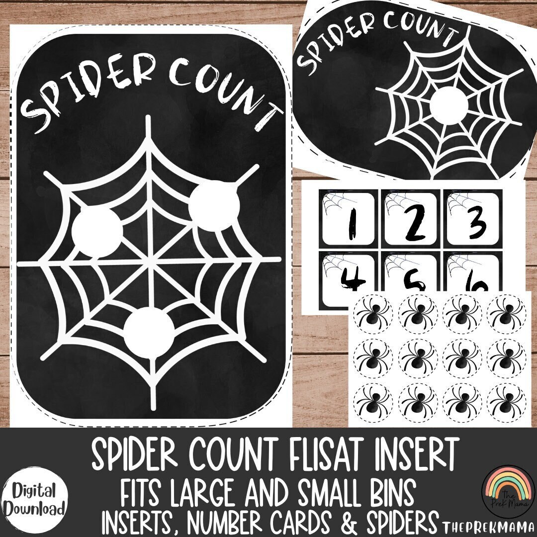 Spider Count Halloween Flisat Insert, Halloween Flisat Insert, Flisat Insert Printable, Flisat Insert Preschool and Toddler, Sensory Table