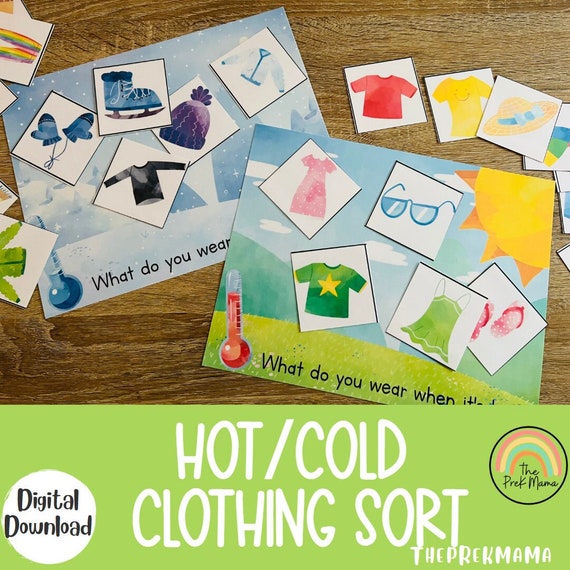 Hot & Cold Clothing Sort, Toddler Activity Homeschool Printable, Busy Book Pages, Preschool Printable, Educational Activity, PreK Curriculum