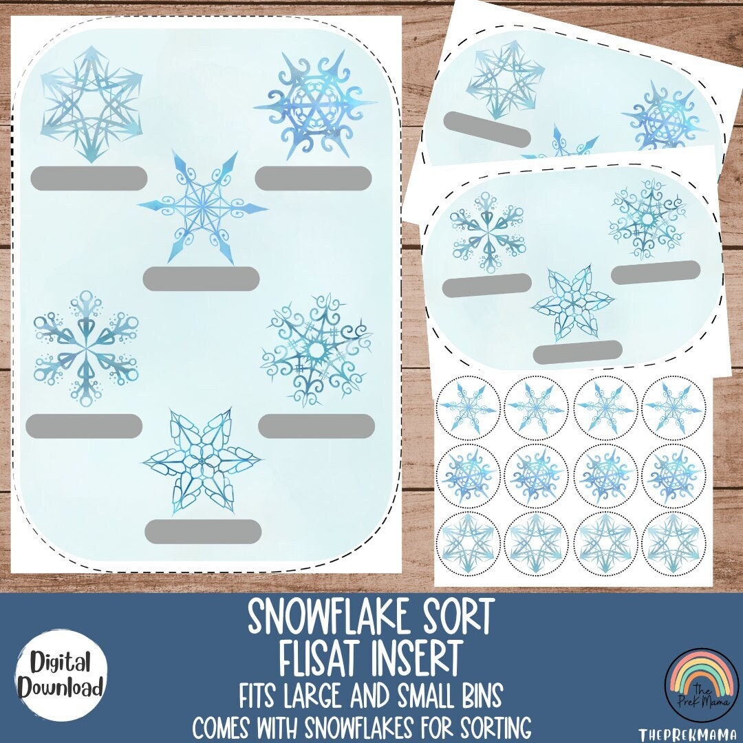 Snowflake Sort Flisat Inserts, Winter Flisat, Flisat Insert Printable