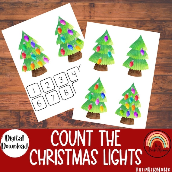 Count the Christmas Lights, Preschool Printable,  Christmas Printable,  Preschool,  Homeschool,  Preschool Math, Preschool Activity