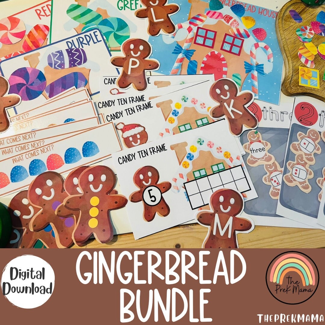 Gingerbread Bundle, Christmas Preschool Printable, Homeschool Printable ...