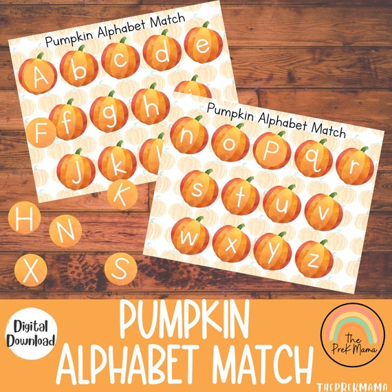 Pumpkin Alphabet Match, Montessori Materials, Homeschool Resources, Preschool Printable, Homeschool Learning, Fall Activity for Kids