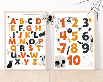 Halloween Poster, Alphabet and Numbers, Educational Poster, Classroom Décor, Homeschool Classroom, Preschool Poster, Homeschool, Home Décor