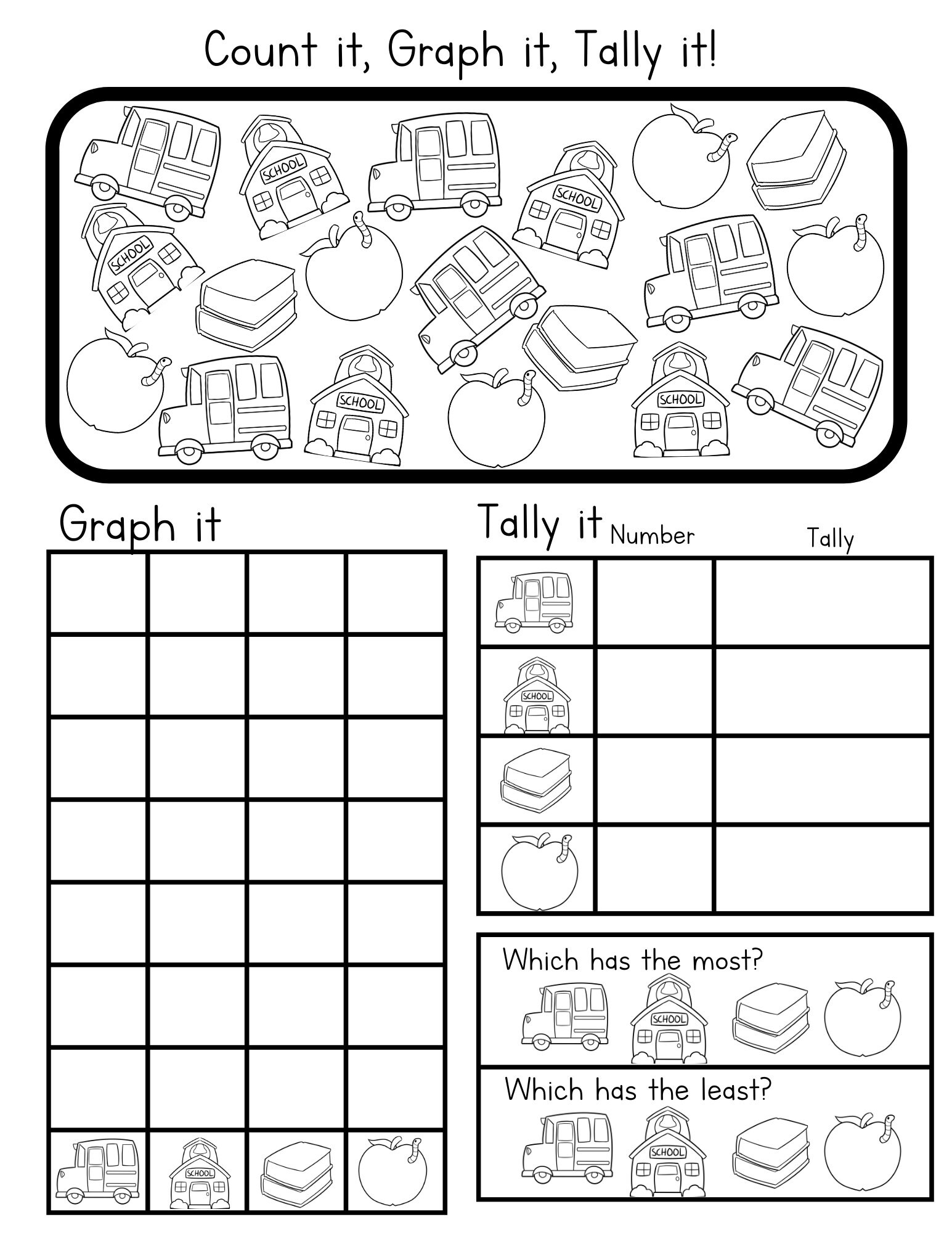 Count It Graph It and Tally It Math Worksheets Preschool - Etsy