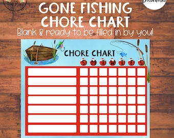 Gráfico de tareas de pesca ido, gráfico de tareas imprimible, gráfico de tareas en blanco, gráfico de tareas para niños, gráfico de tareas descargable, imprimible para niños