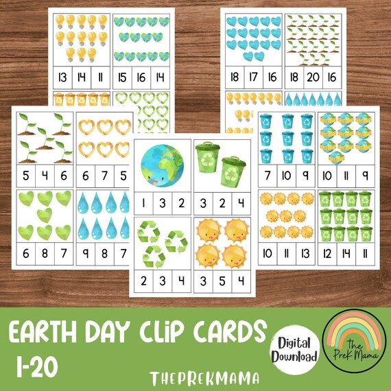 Earth Day Clip Cards Preschool Worksheet Preschool | Etsy