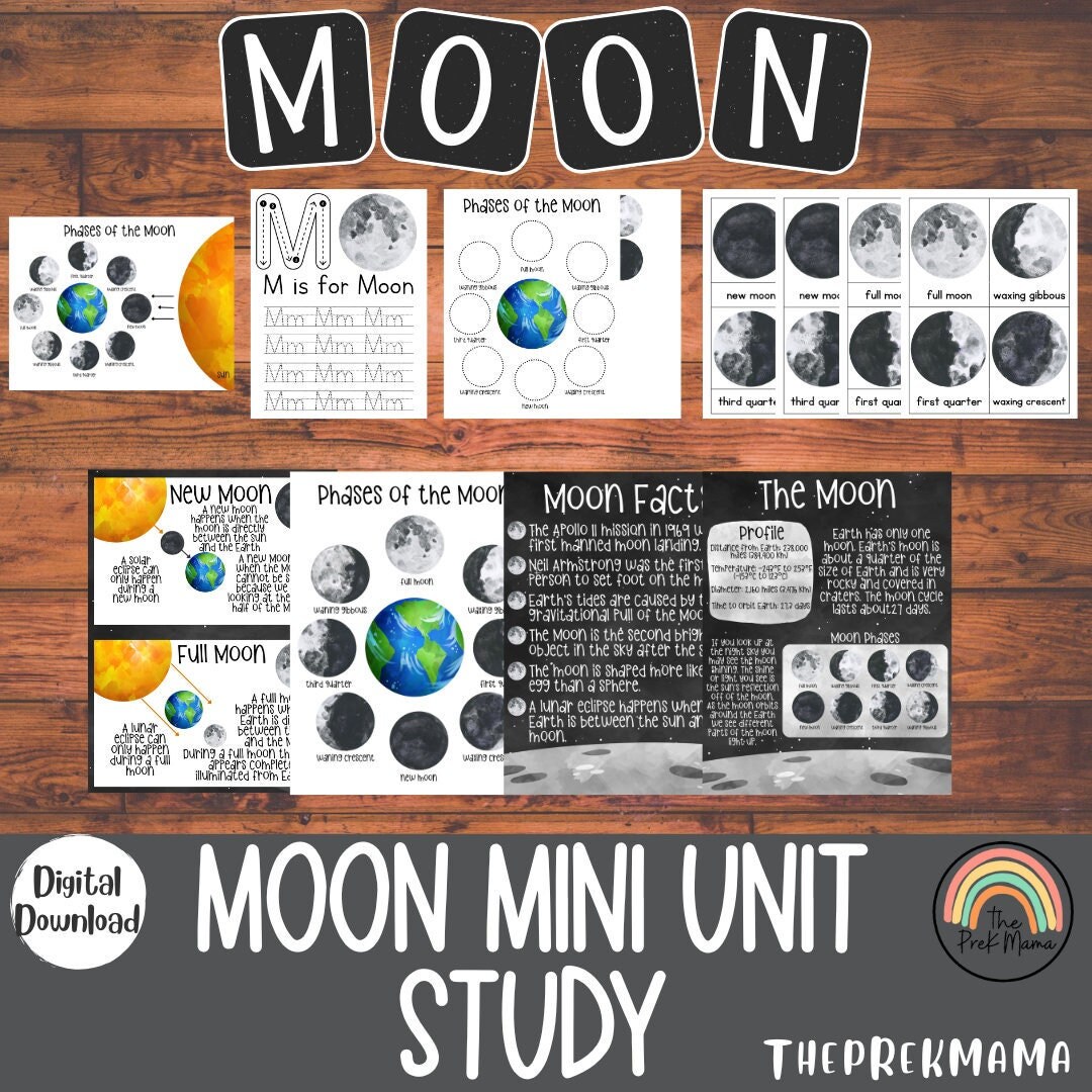 Printable Moon Phase Chart - Home School Chart for the Moon Phases - PDF  File - Instant Download