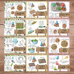 Mud Kitchen Recipe Cards, Homeschool Resources, Preschool Printable, Montessori, Printable Activity, Outdoor Activities, Mud Kitchen image 3