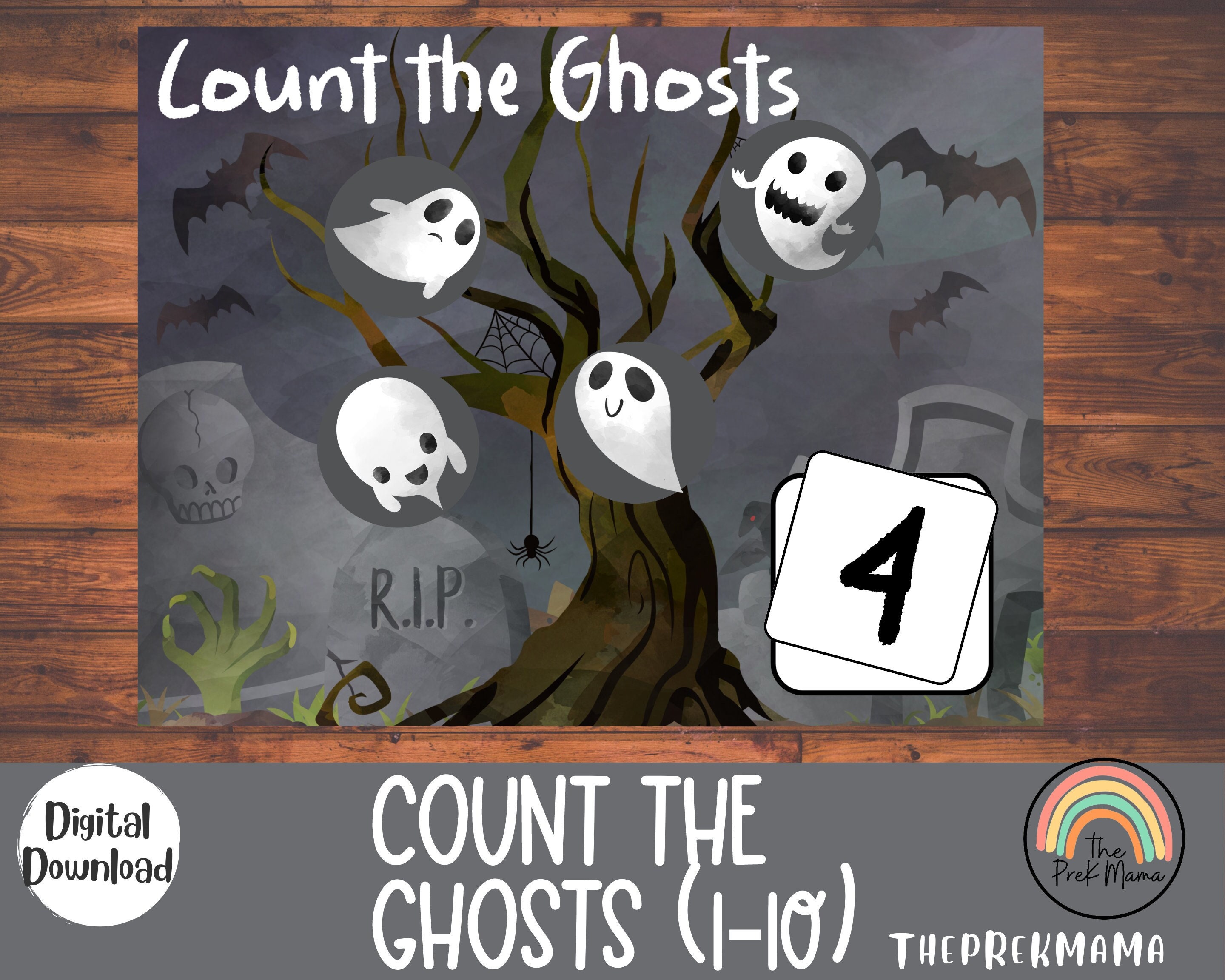 Count the Ghost, Halloween Math, Halloween Preschool Printable, Homeschool Printable, Montessori Printable, Kid Activity, Toddler Activity