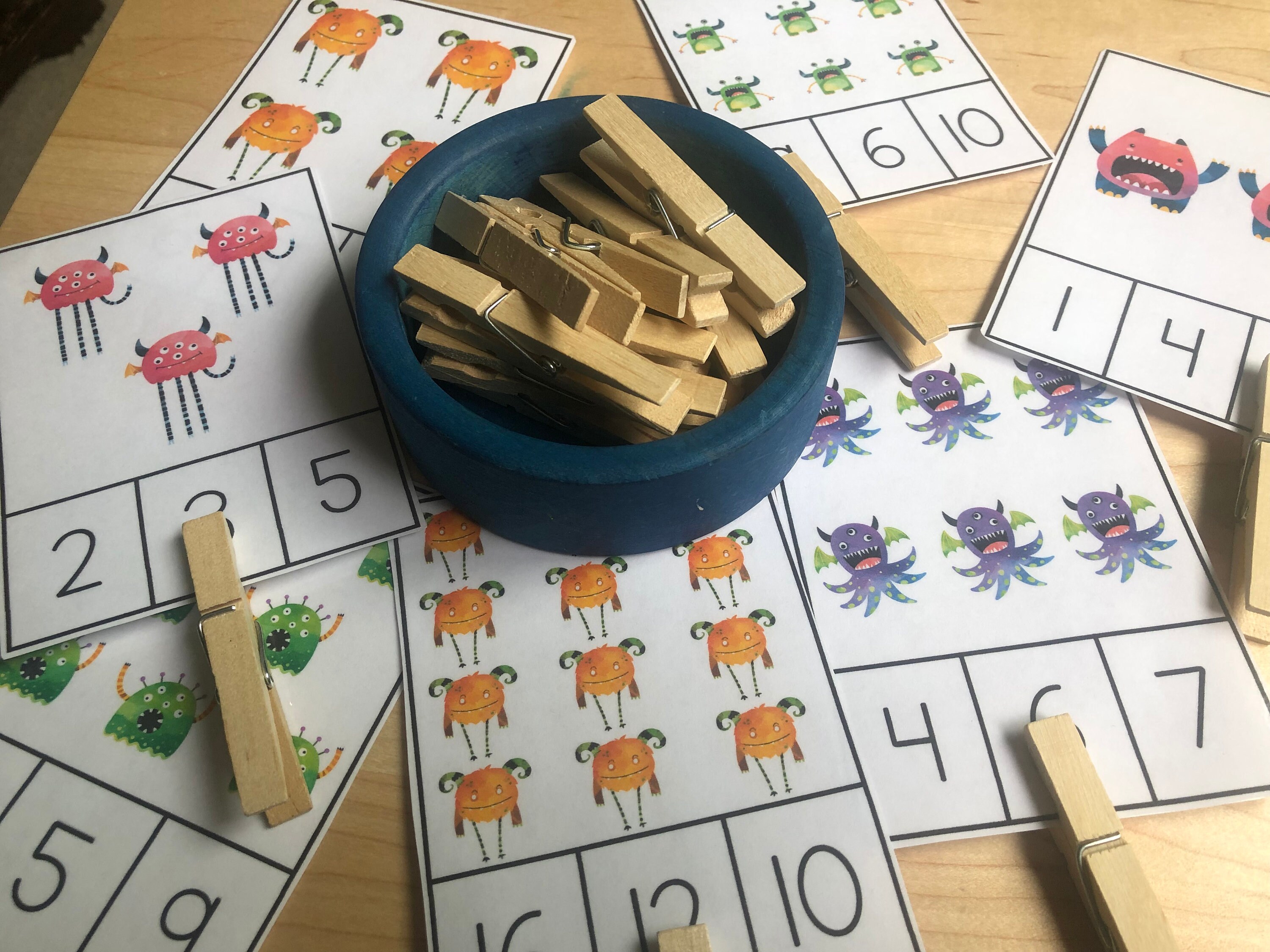 Monster Count and Clip Cards, Preschool Printable, Preschool Math ...