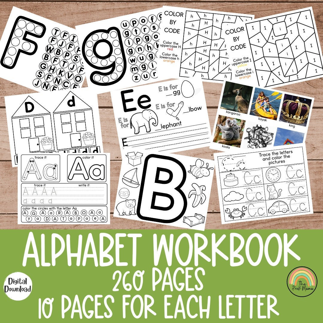 alphabet-workbook-260-pages-letter-of-the-week-workbook-summer-preschool-workbook-letter-recognition-letter-tracing-alphabet-worksheets-etsy