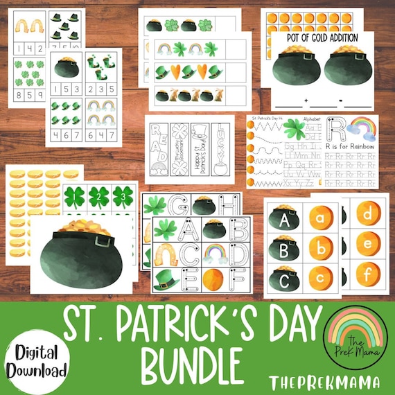 St Patrick's Day Bundle, Preschool Busy Book Pages, Preschool Printable, Preschool Curriculum, Homeschool Printable, Learning Activity, Prek