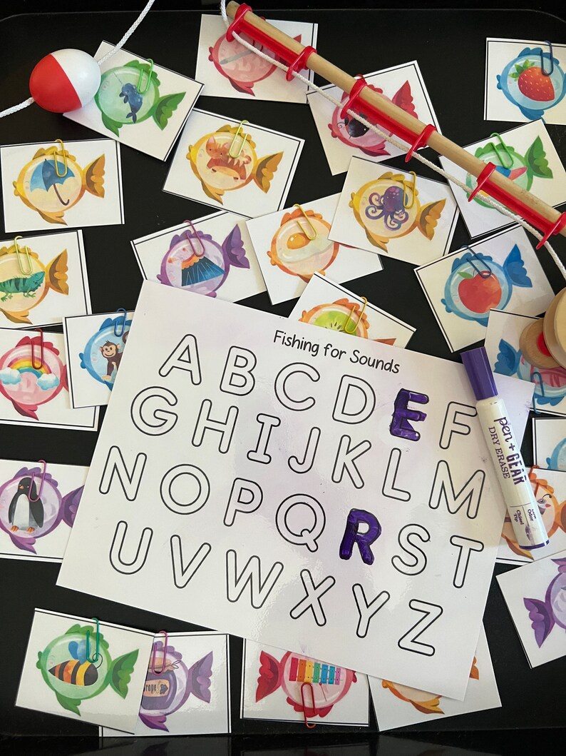 Fishing For Sounds, Activity for Kids, Preschool Letters, Alphabet Matching Game, Preschool Worksheet, Letter Recognition image 2