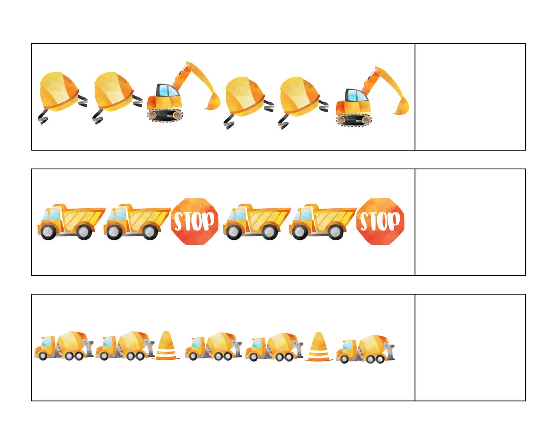 Construction Patterns Preschool Worksheets Preschool - Etsy