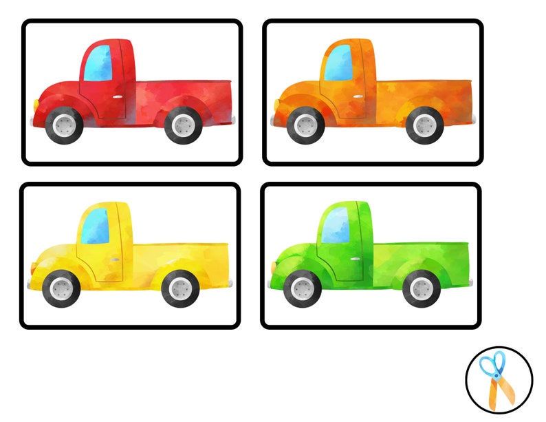 Cars and Trucks Color Sort Preschool Worksheet Preschool Etsy