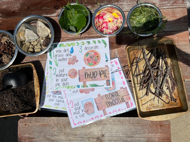 Mud Kitchen Recipe Cards, Homeschool Resources, Preschool Printable, Montessori, Printable Activity, Outdoor Activities, Mud Kitchen image 8