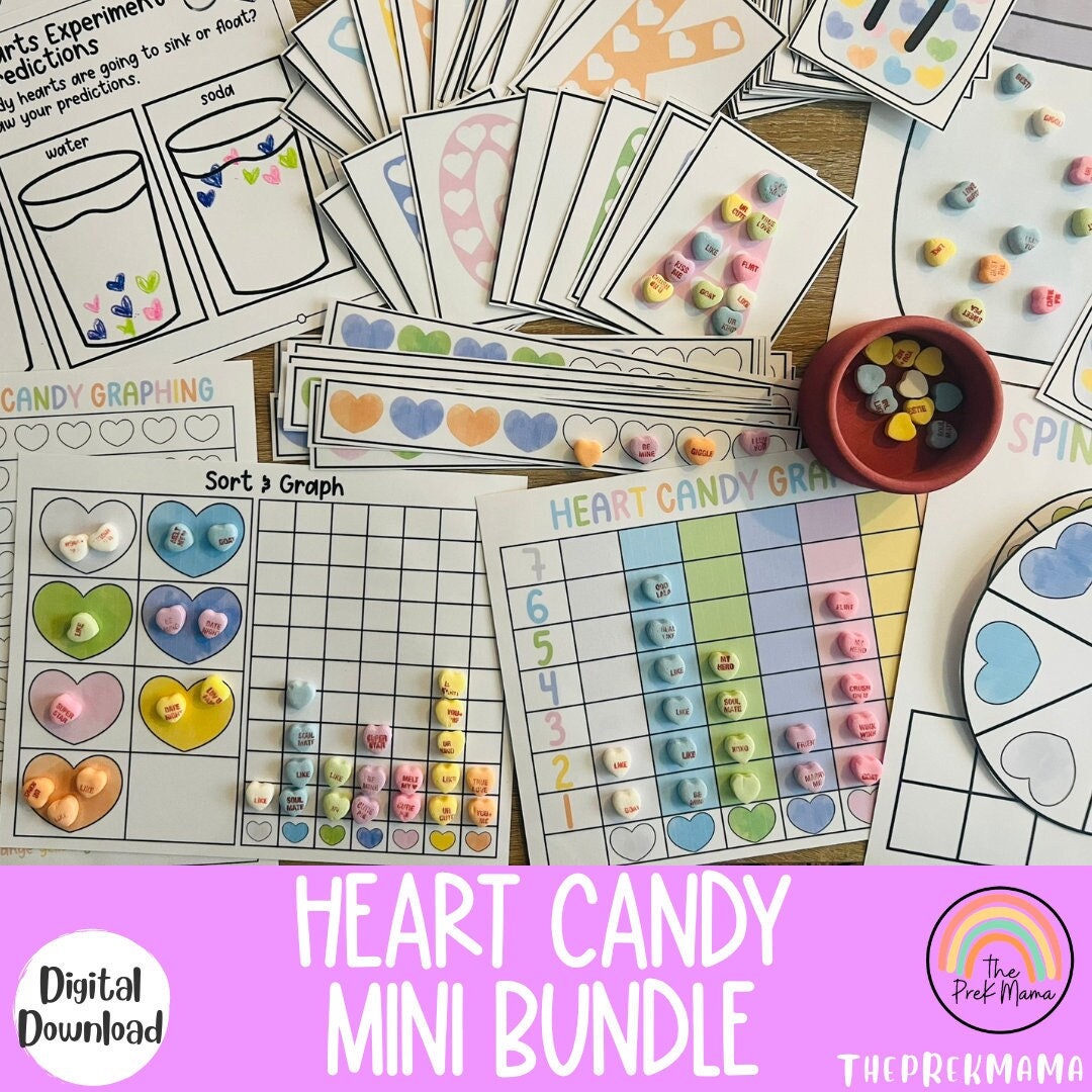 Heart Candy Mini Bundle, Preschool Valentine's Day, Valentine's Activities for Kids, Valentines Preschool Printable, Homeschool Printable