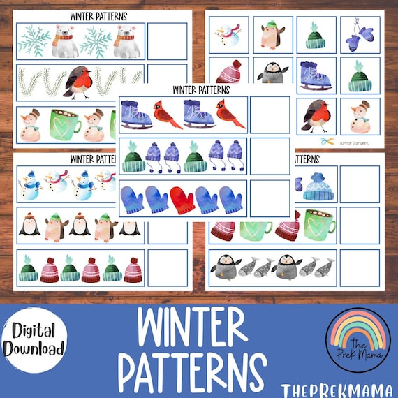 Winter Patterns, Homeschool Resources, Montessori Materials, Homeschool Learning, Winter Activity for Kids, Preschool Printable