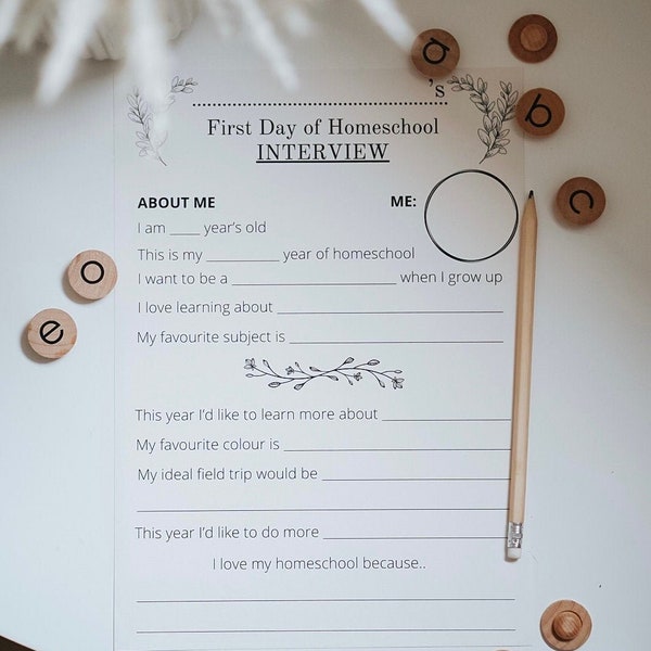 First day of homeschool INTERVIEW printable