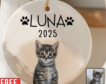 Cat Keepsake Personalized Cat Christmas Ornament Custom Cat Ornament Cat Photo Ornament Cat Portrait Ornament Cat Xmas Ornament