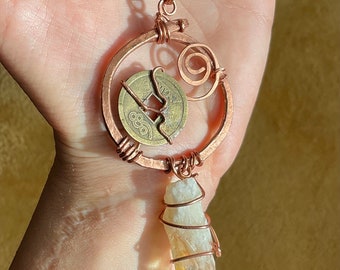 Radiant Revival: Handcrafted Copper and Citrine Spiral Necklace