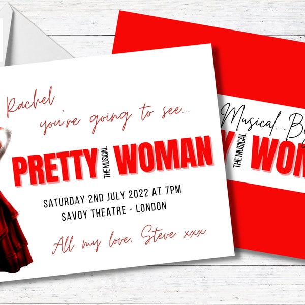 Pretty Woman Reveal Card, Pretty Woman Musical Reveal, Pretty Woman The Musical, Pretty Woman Ticket Reveal Printable, Musical Reveal Ticket