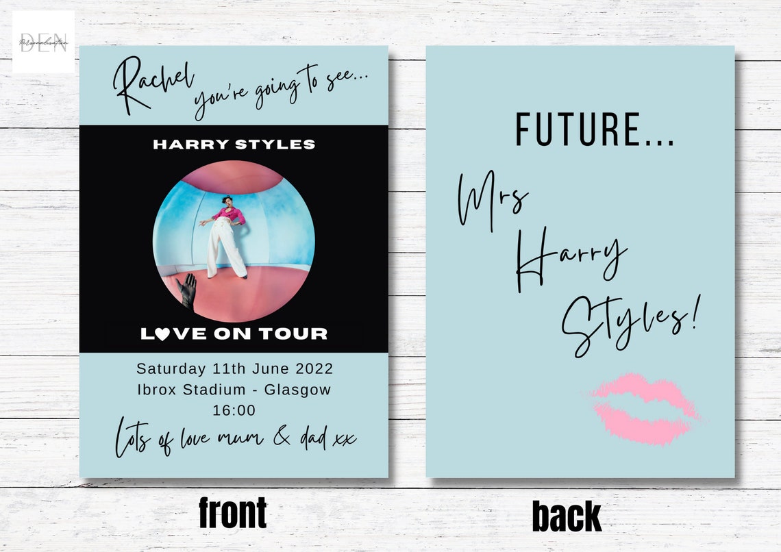 Harry Styles Ticket Reveal Card Harry Styles Love on Tour Etsy UK