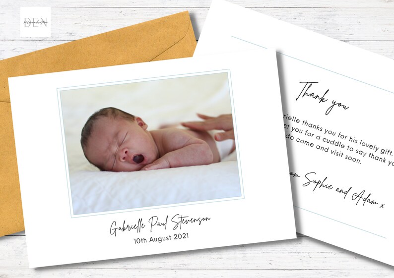 Baby Thank You Card Template New Baby Cards Custom Baby - Etsy