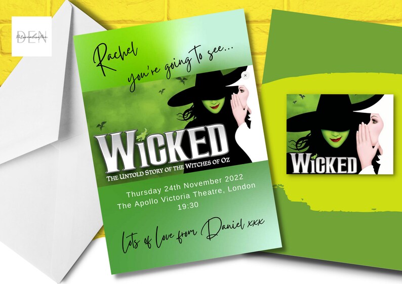 Wicked the Musical Ticket Reveal Card Wicked Ticket Gift Etsy