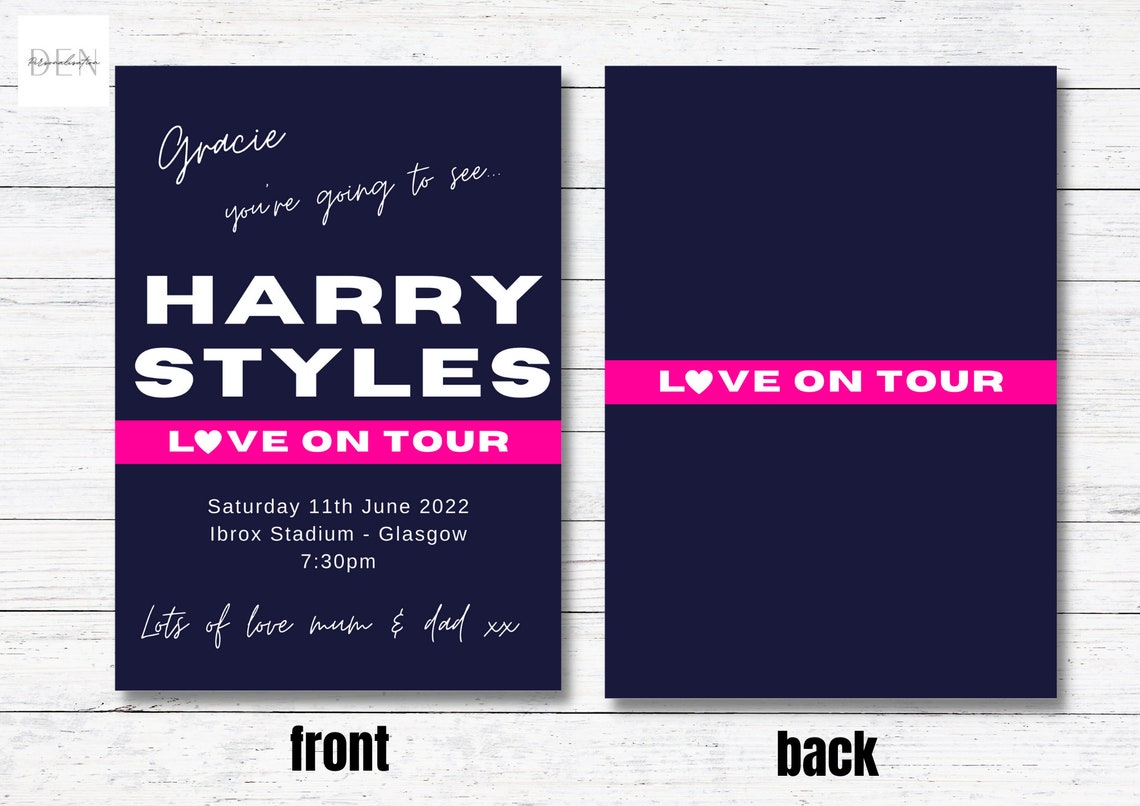 Harry Styles Ticket Reveal Card Harry Styles Love on Tour Etsy UK