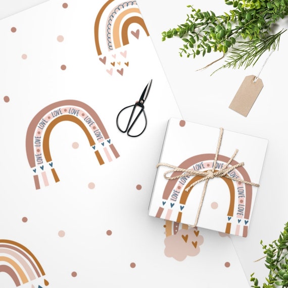 Boho Rainbow Wrapping Paper Rainbow Gift Wrap Cute Wrapping Etsy
