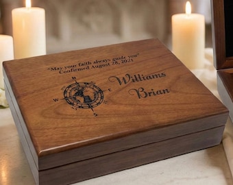 Regalo de Confirmación para Niño: Caja de Bautizo personalizada con Versículo Bíblico, Recuerdo de Primera Comunión para Hijo