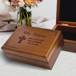 Personalized Baptism Box for Girls: Christening or First Communion Keepsake Gift for Granddaughter