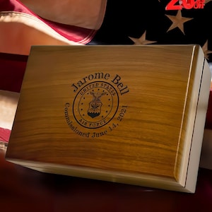 Military Medal Keepsake Box, Personalized US Army Wood Box, Custom Navy Keepsake Box, Air Force Retirement Gift, Marine Memorial Gift