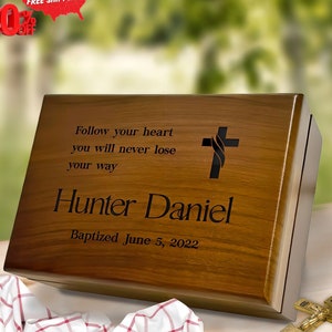 Personalized Baptism Gift, Confirmation Gifts for Grandson, First Communion Keepsake Box, Christening Memory Box, Baptism Gifts for Boys