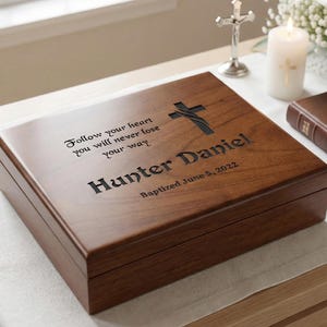 Engraved Baptism Box for Boys: Personalized First Communion or Confirmation Gift for Grandson