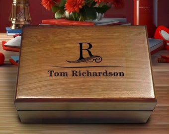 Personalized Mens Gift Box, Luxury Mens Jewelry Box, Groomsmen Wooden Box, Men's Keepsake Box, Retirement Present, Men's Birthday Gift Box