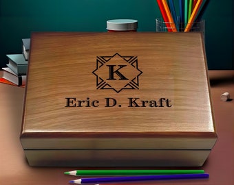 Large Keepsake Box - Large Wooden Box - Walnut Jewelry Box - Monogram Keepsake Box for Male - Mens Retirement Gift, Custom Gifts for Men