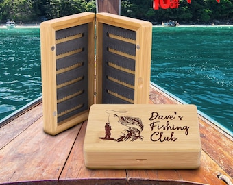 Engraved Fishing Box, Fishing Tackle Box, Laser Engraved Jig Box, Custom Fly Fishing Box, Fishing Memory Box, Christmas Gift for Fisherman