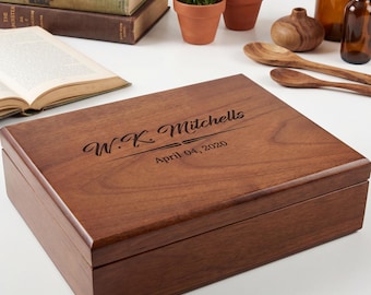 Personalized Memory Box, Engraved Walnut Keepsake Box, Custom Gift