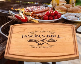 BBQ Board for Grill Master, Personalized Grill Platter for Dad, BBQ Cutting Board, BBQ Birthday Ideas for Him, Grilling Gifts for Men