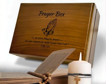 Prayer Box with Psalm Verse, Sacrament Keepsake Chest, Personalize Religious Memory Quote Box, Engraved Psalm Bible Memory Box
