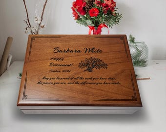 Personalized Retirement Gifts for Women: Custom Memory Box for Retiring Female Coworkers or Employees