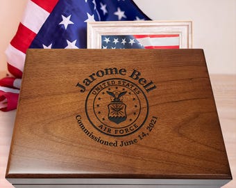 Air Force Keepsake Box: Personalized Military Gift for Veteran Retirement, Deployment, or Commissioning