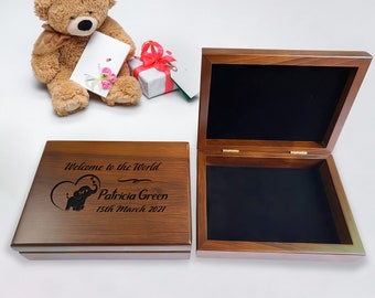 Newborn Memory Box, Newborn Keepsake Box, Baby Memory Box, Baby Keepsake Box, Customized Walnut Box, New Baby Gift,  Gifts for New Moms