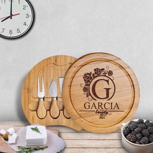 Personalized Serving Tray - Charcuterie Board with Knife Set, Family Gift for Housewarming & Any Occasion - Cutting Board for Wedding