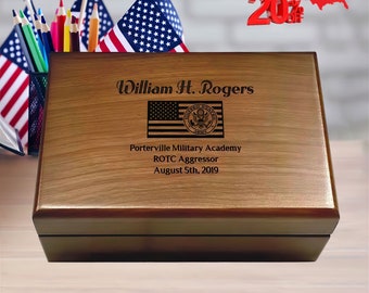 Military Memory Box, Military Memorial Keepsake Box, Army Retirement Box, US Air Force, Navy Marines, Army Veteran, Army Graduation Gift