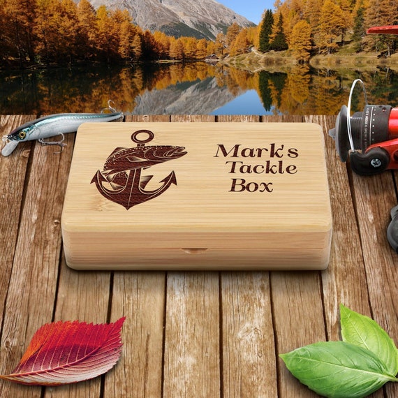 Fishing Memory Box, Engraved Fishing Box, Personalized Fishing Tackle Box,  Bamboo Fishing Tackle Box, Fisherman Retirement Gift 